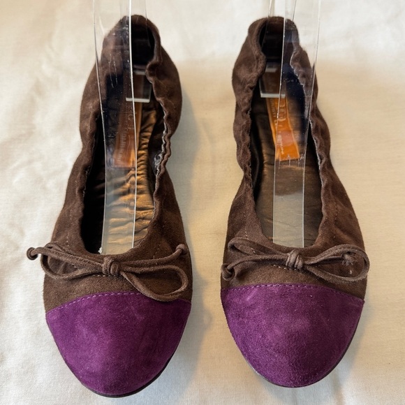 AGL 38.5 Suede Leather Ballet Flats ~ Purple & Brown Comfort - Picture 2 of 8